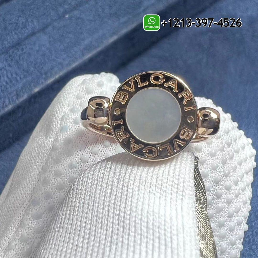 Bvlgari Classic 18K Rose Gold, Onyx & Mother-of-Pearl Flip Ring