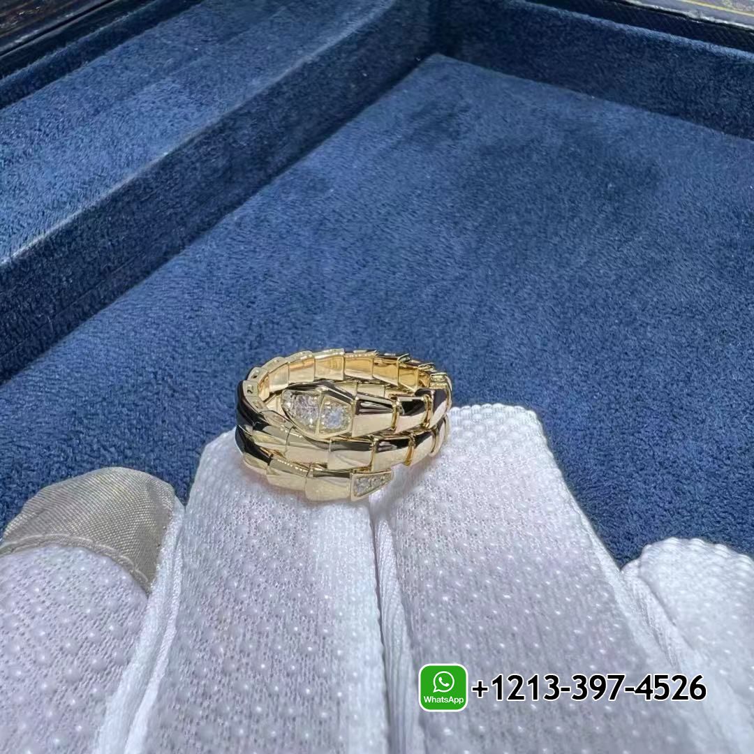 Bvlgari Serpenti Viper 18k Yellow Gold Diamond Two-coil Ring 357877