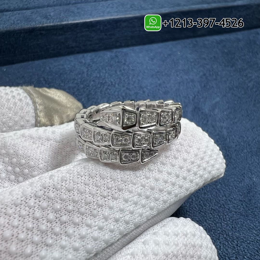 Bvlgari Serpenti Viper Two-coil 18k White Gold Diamond Ring