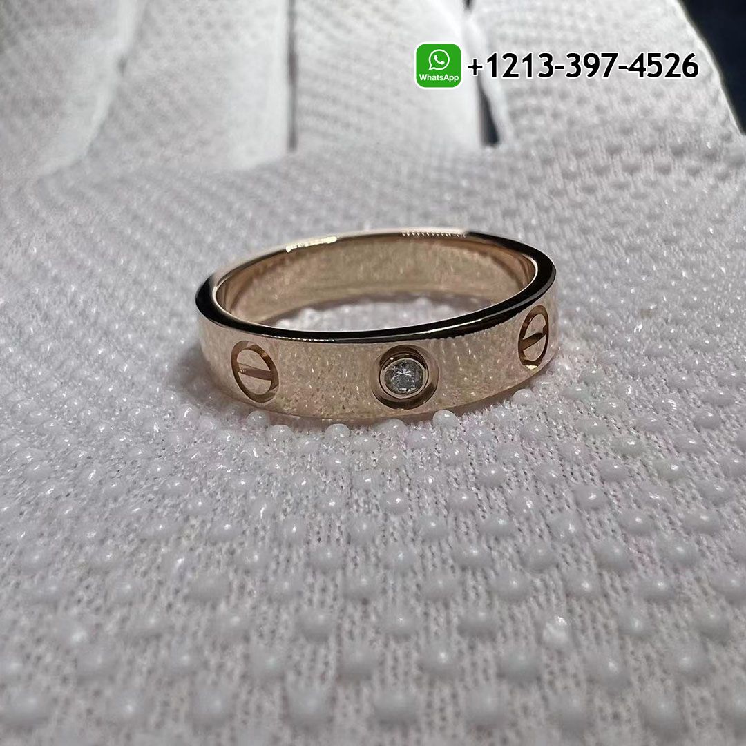 Cartier 18k Rose Gold 4MM Band 1 Diamond LOVE Ring B4050700