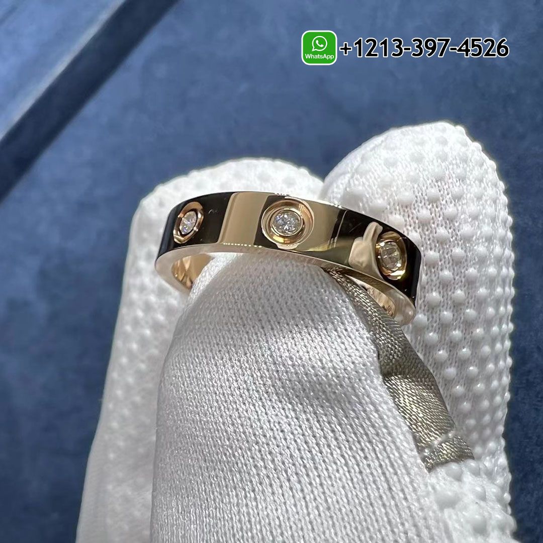 Cartier 18k Rose Gold 4MM Band 8 Diamond LOVE Ring B4050800