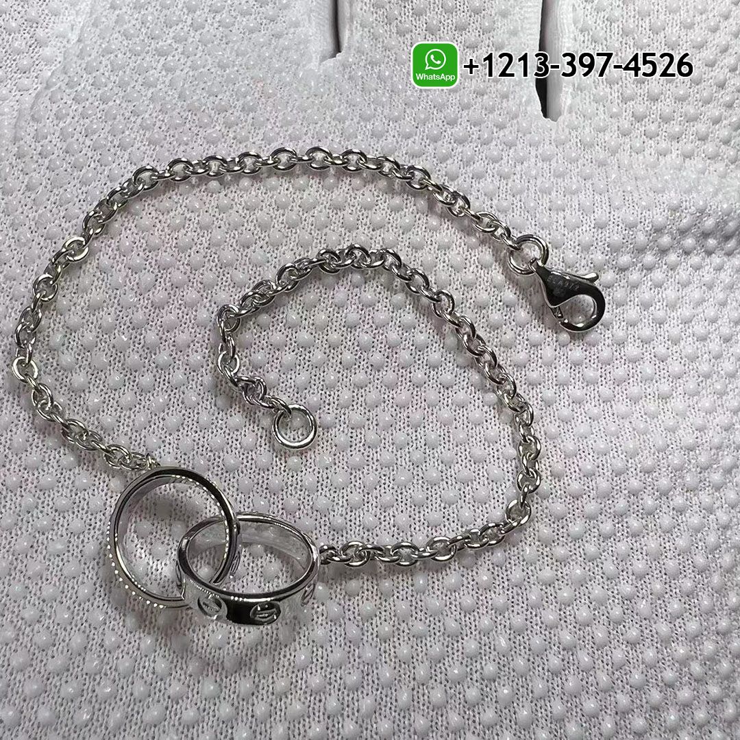 Cartier 18k White Gold Iconic Double Circle Chain Love Bracelet B6027200