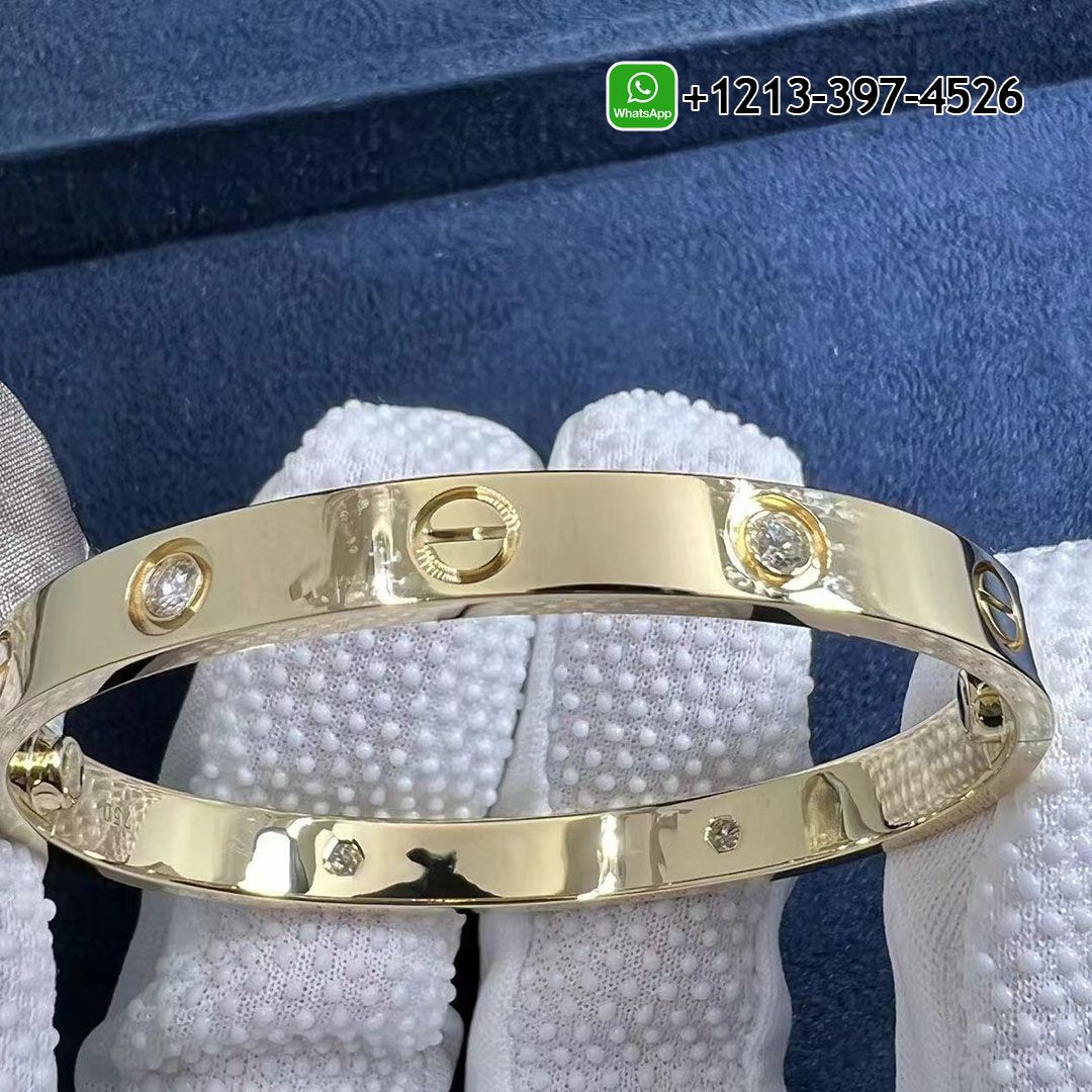 Cartier 4 Diamond Love Bracelet 18K Yellow Gold B6070017