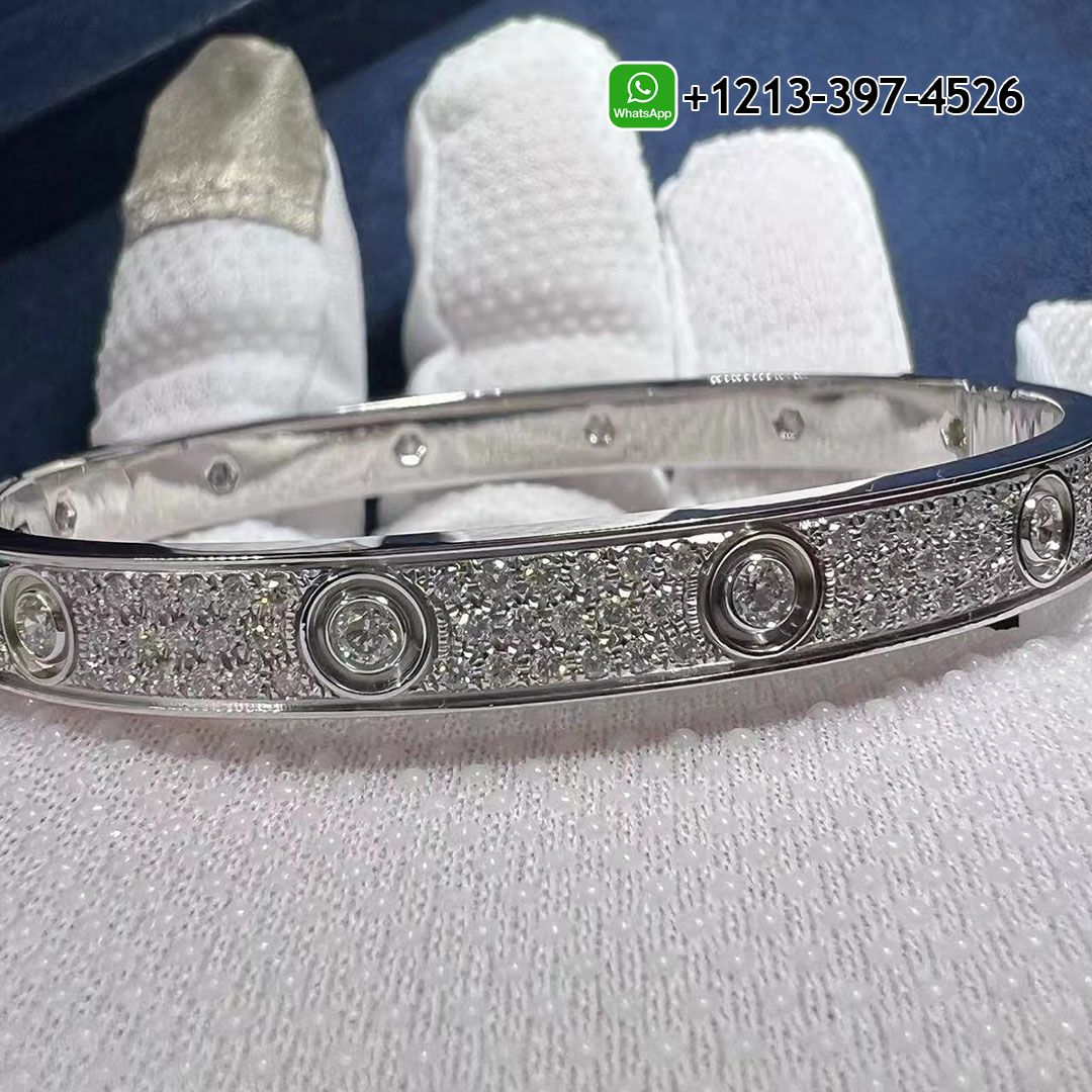 Cartier Full Diamond-Paved 18K White Gold Love Bracelet N6033602
