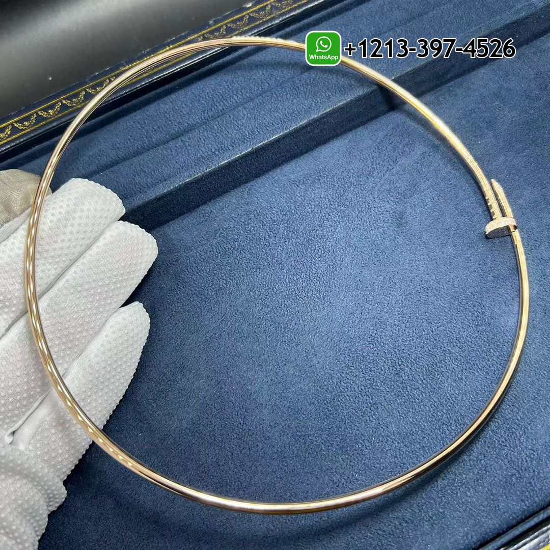 Cartier Juste un Clou 18K Rose Gold Diamond Small Model Nail Necklace N7424419