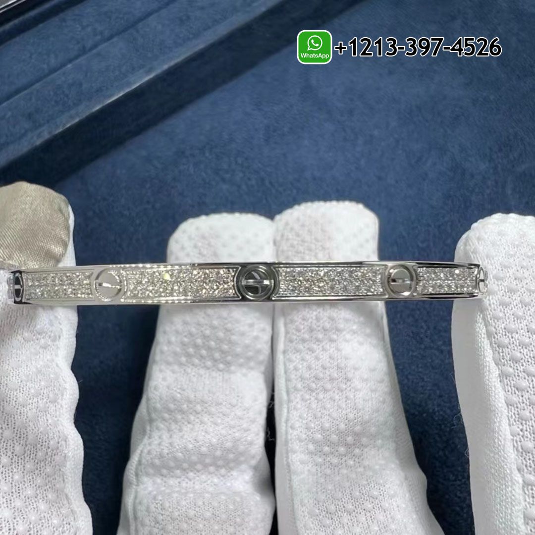 Cartier Love Small Model Bracelet 18k White Gold Pave Diamond N6710817