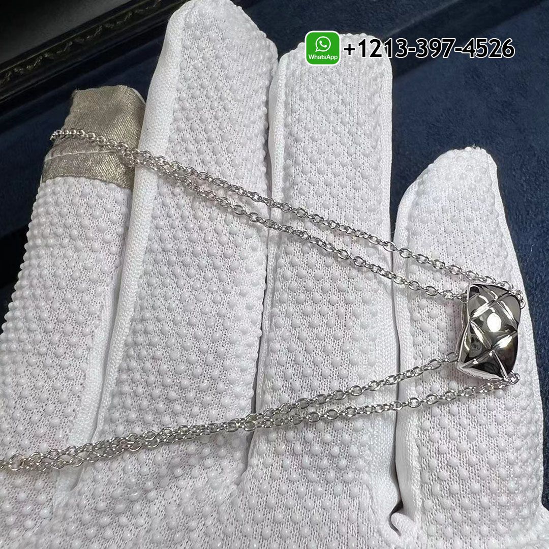 Chanel Coco Crush Necklace Quilted Motif 18k White Gold