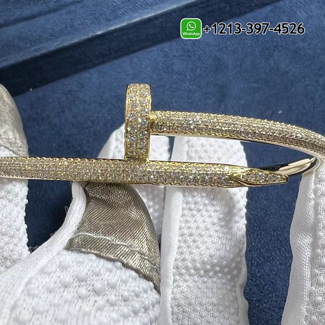 Classic Cartier 18k Yellow Gold Pave Diamond Juste un Clou Nail Bracelet N6709817