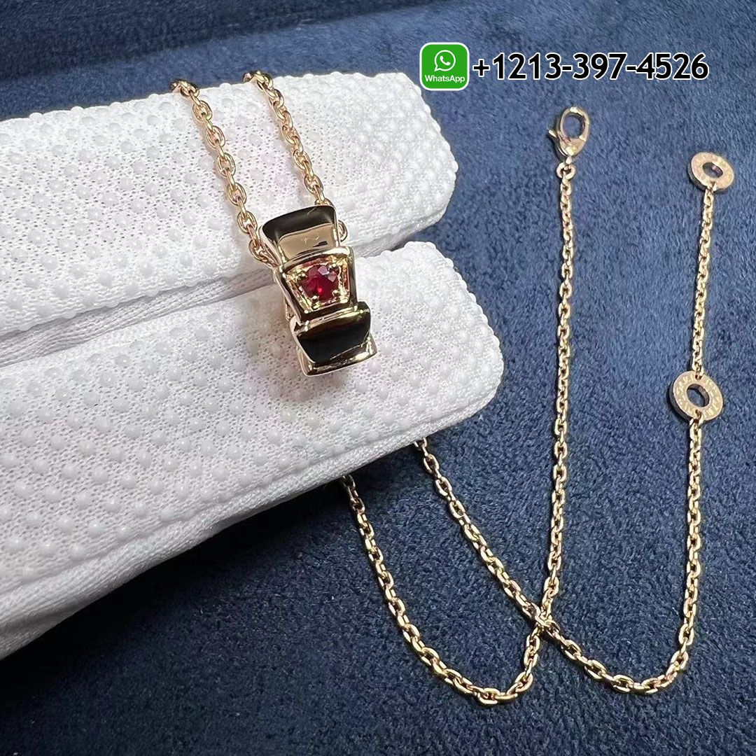 Custom Made Bvlgari Serpenti Necklace Set With Carnelian Elements And Demi Pavé Ruby