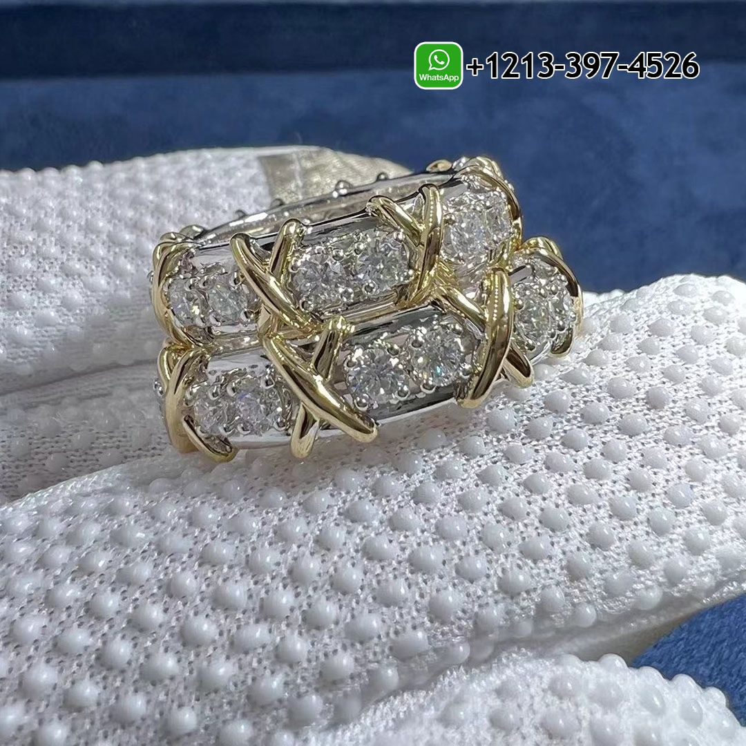 Tiffany 18k Gold & Platinum Jean Schlumberger Sixteen Stone Ring