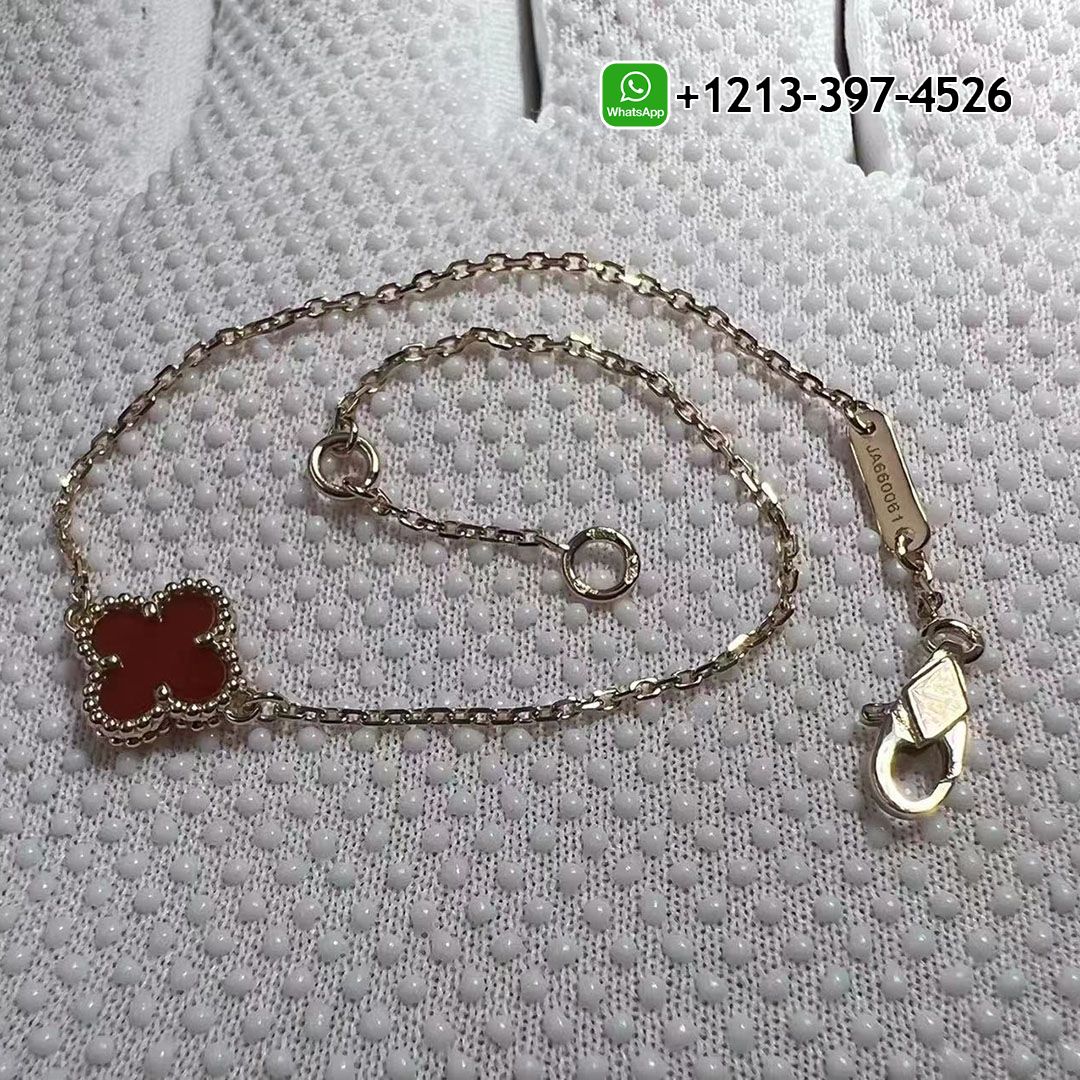 Van Cleef & Arpels 18K Rose Gold Carnelian Sweet Alhambra Bracelet VCARN59K00