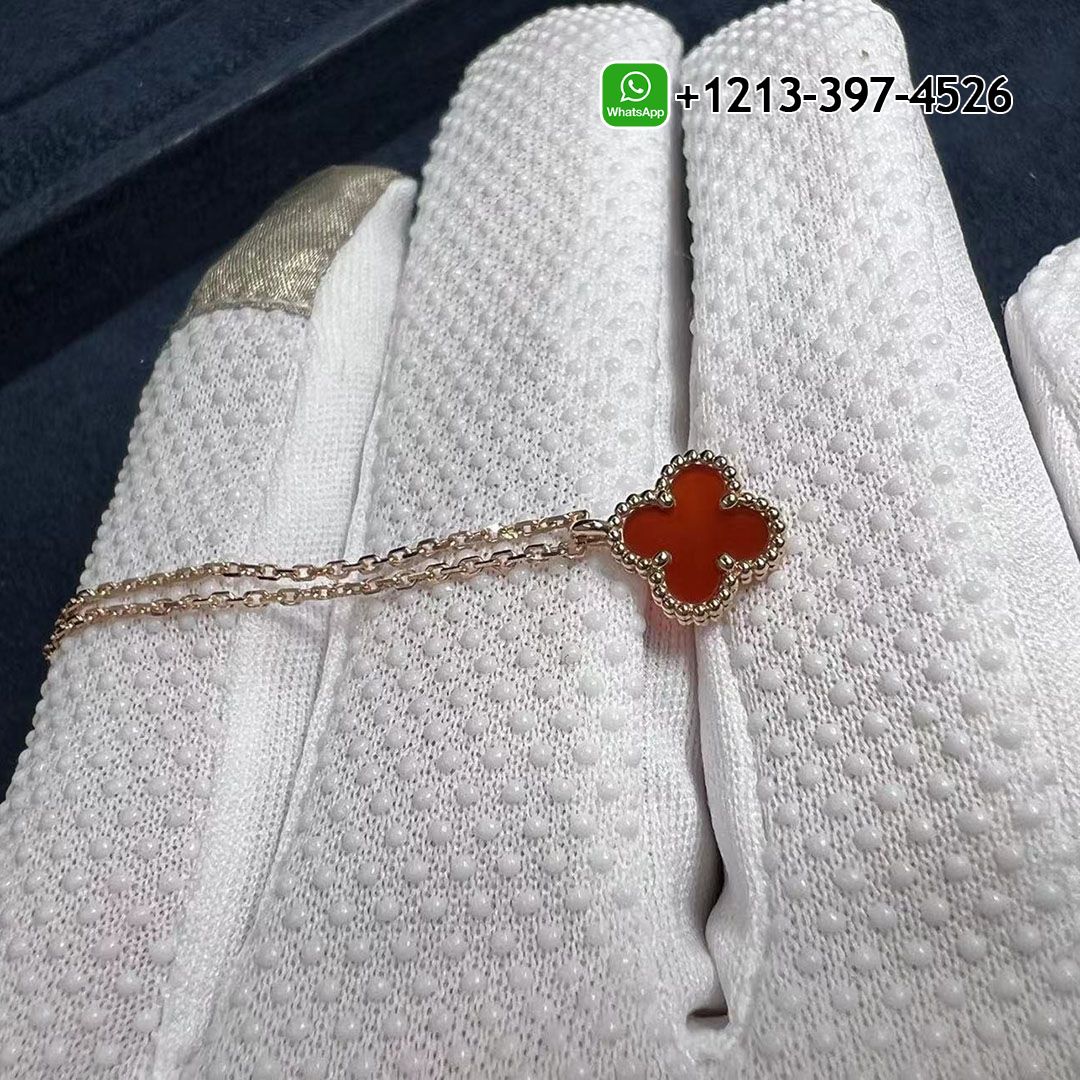 Van Cleef & Arpels Sweet Alhambra Pendant 18K Rose Gold Carnelian – VCARN59M00
