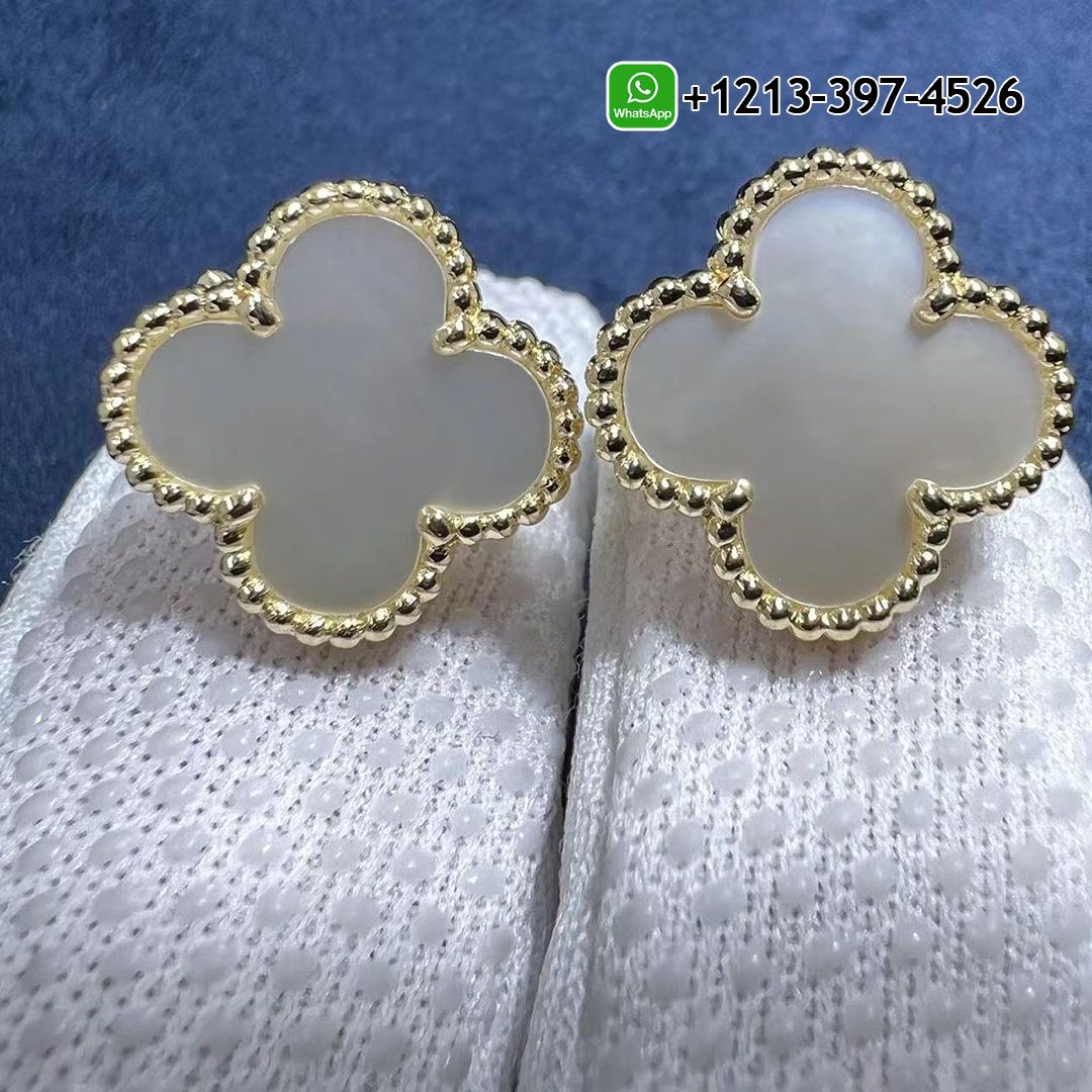 Van Cleef & Arpels Vintage Alhambra 18K Yellow Gold Mother of Pearl Clip Earrings VCARA44100