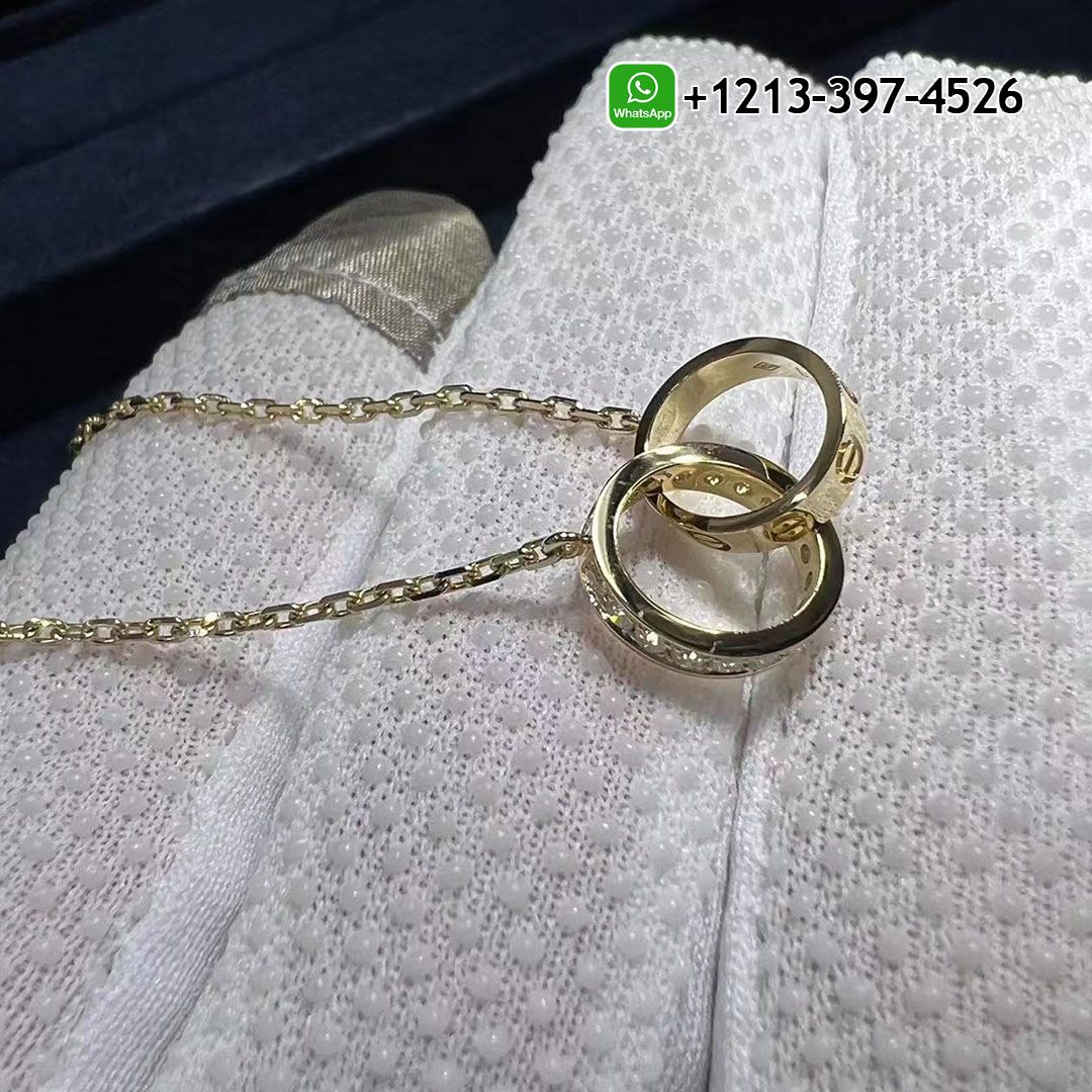 Authentic Cartier 18k Yellow Gold Love Diamonds Necklace B7013800