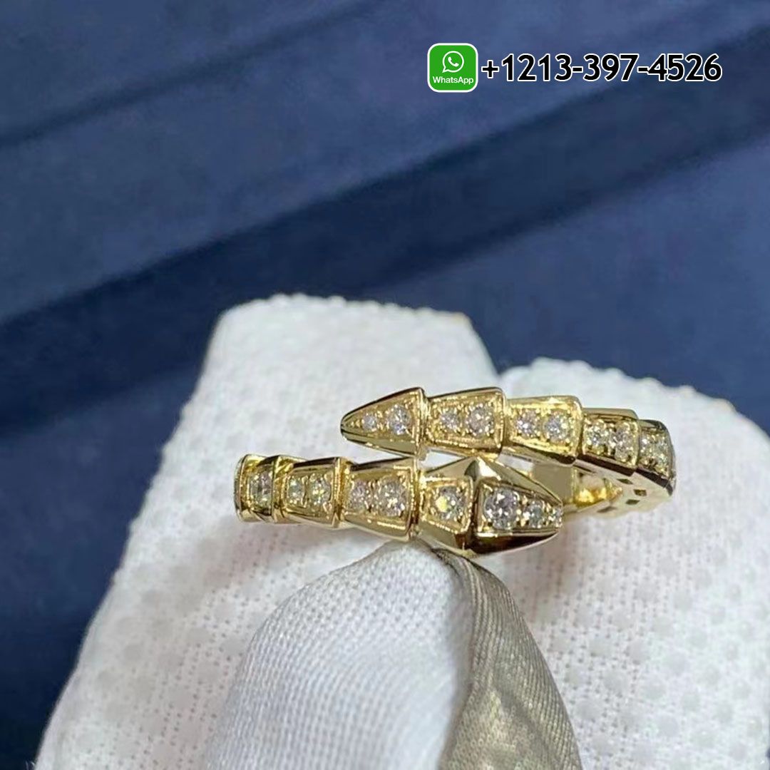 Bulgari Serpenti Viper 18 kt Yellow gold set with pavé diamonds ring