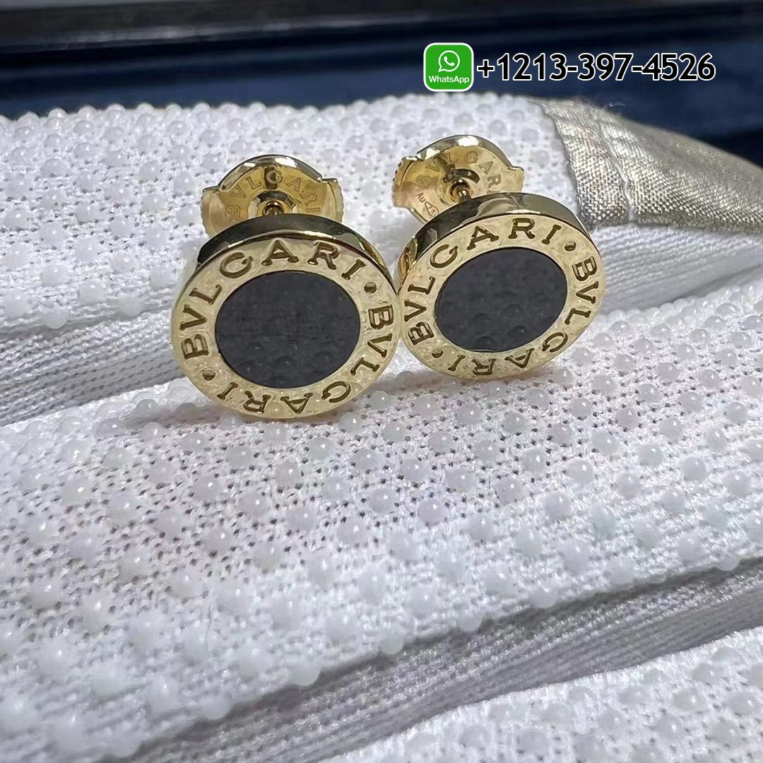 Bvlgari 18K Rose Gold Black Onyx Stud Earrings