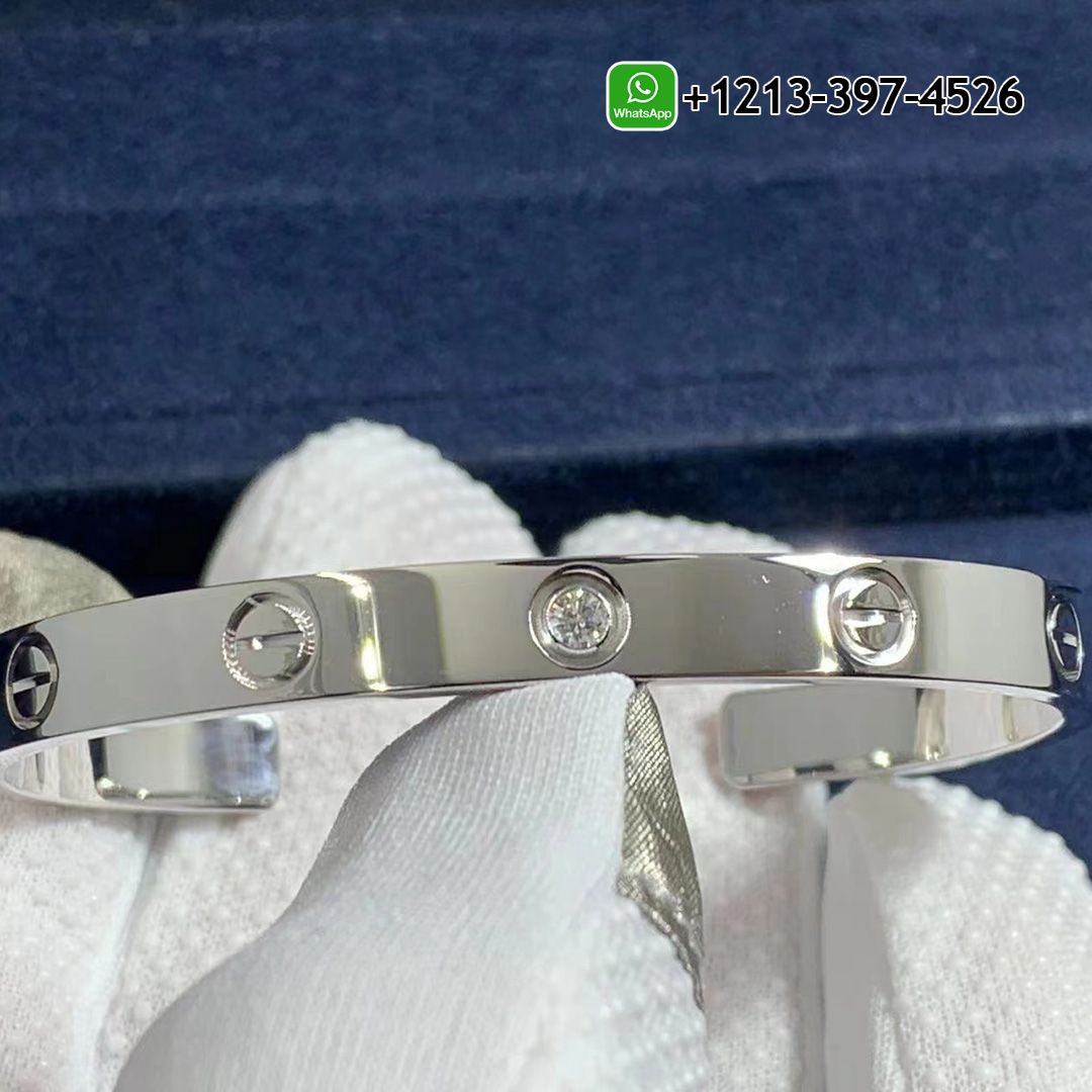 Cartier 18K White Gold 1 Diamond LOVE Cuff Bracelet B6029917