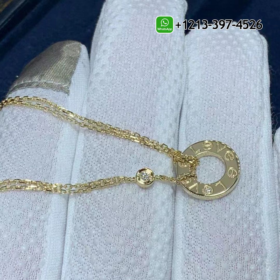 Cartier 18K Yellow Gold 2 Diamond LOVE Necklace B7219500