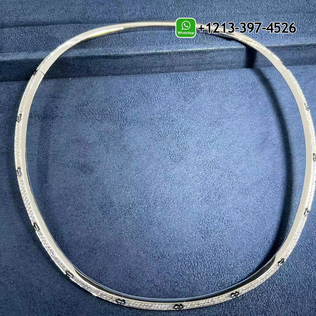 Cartier 18K Yellow Gold Full Pave Diamonds LOVE Necklace N7424352
