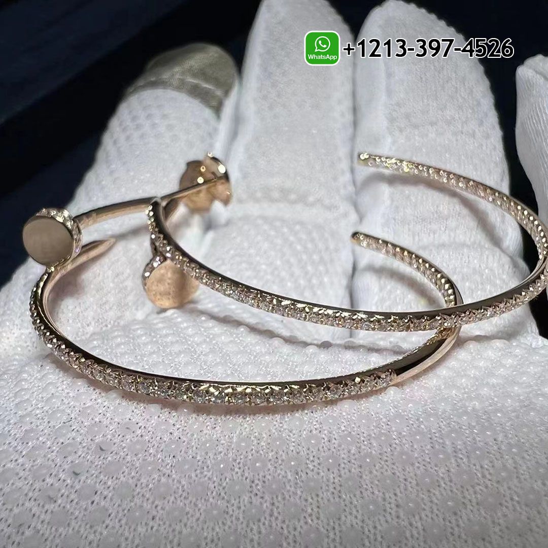 Cartier 18k Rose Gold Juste Un Clou Pave Diamond Large Nail Hoop Earrings N8515009