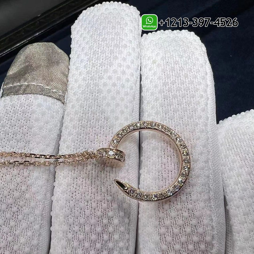 Cartier 18k Rose Gold Pave Diamond Juste Un Clou Nail Pendant Necklace B7224893