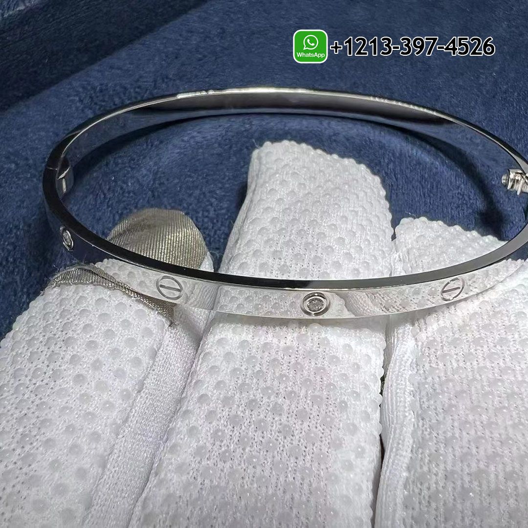 Cartier 18k White Gold 6 Diamond Small Model SM Love Bracelet B6047717