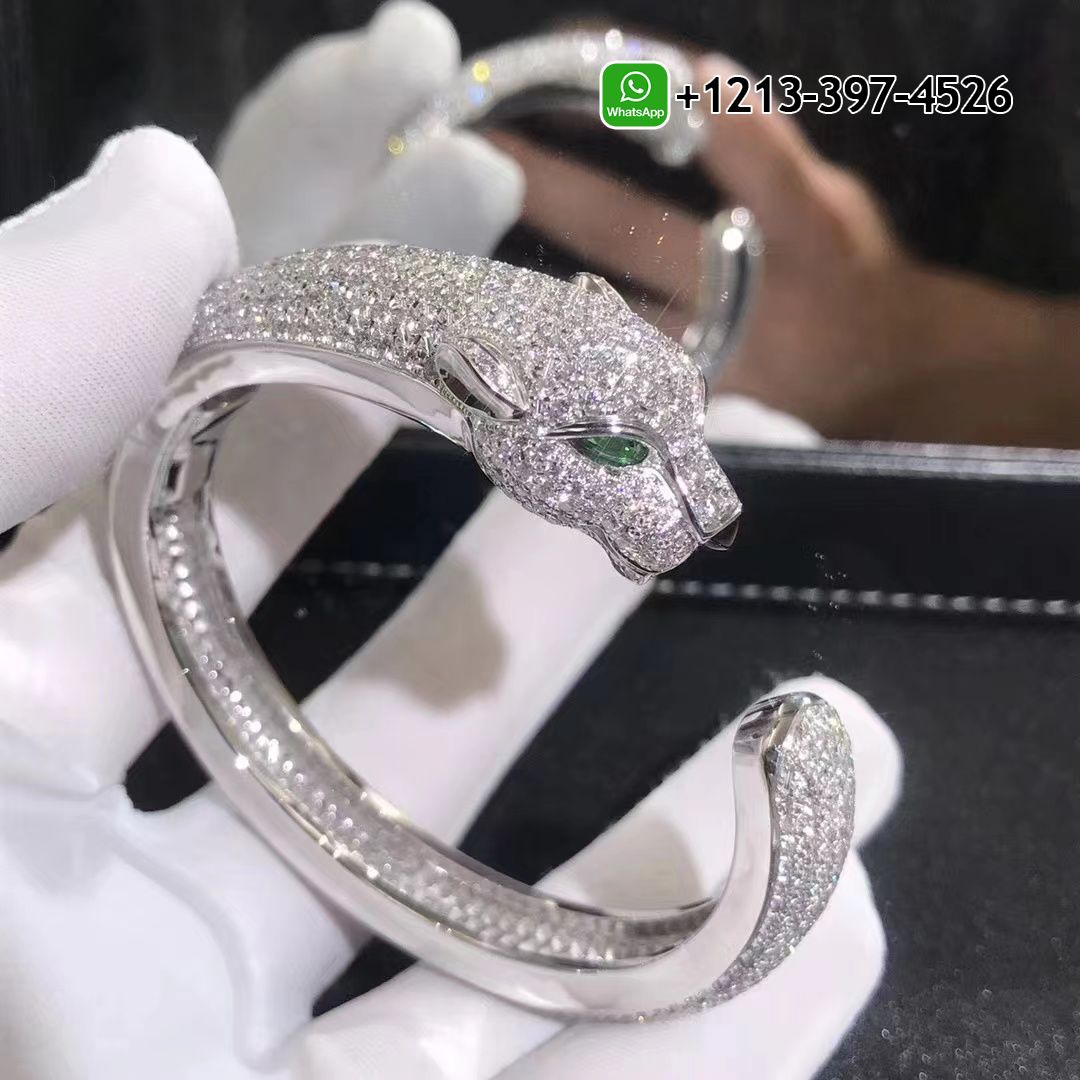 Cartier 18k White Gold Full Pave Diamond Panthère de Bracelet H6007417