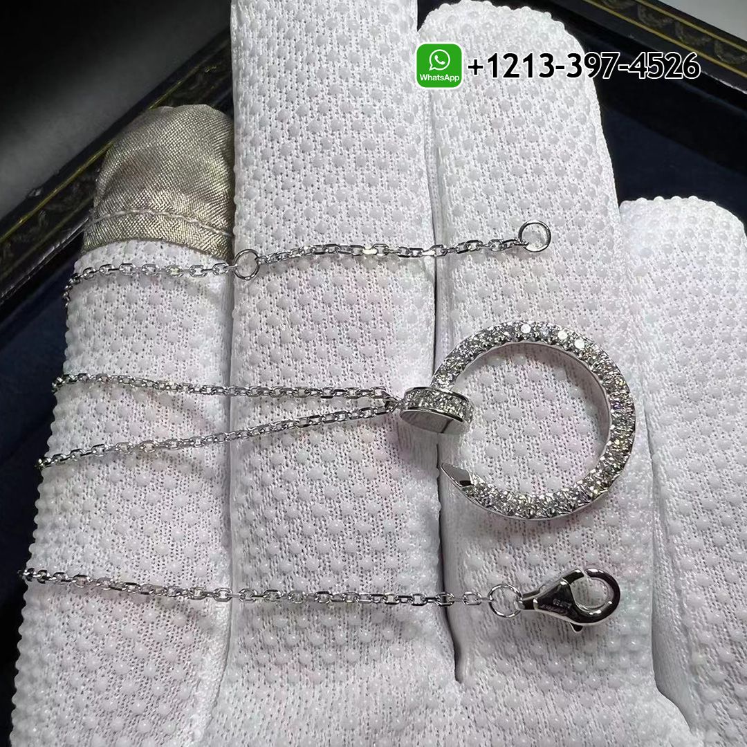 Cartier 18k White Gold Pave Diamond Juste Un Clou Nail Pendant Necklace B7224897
