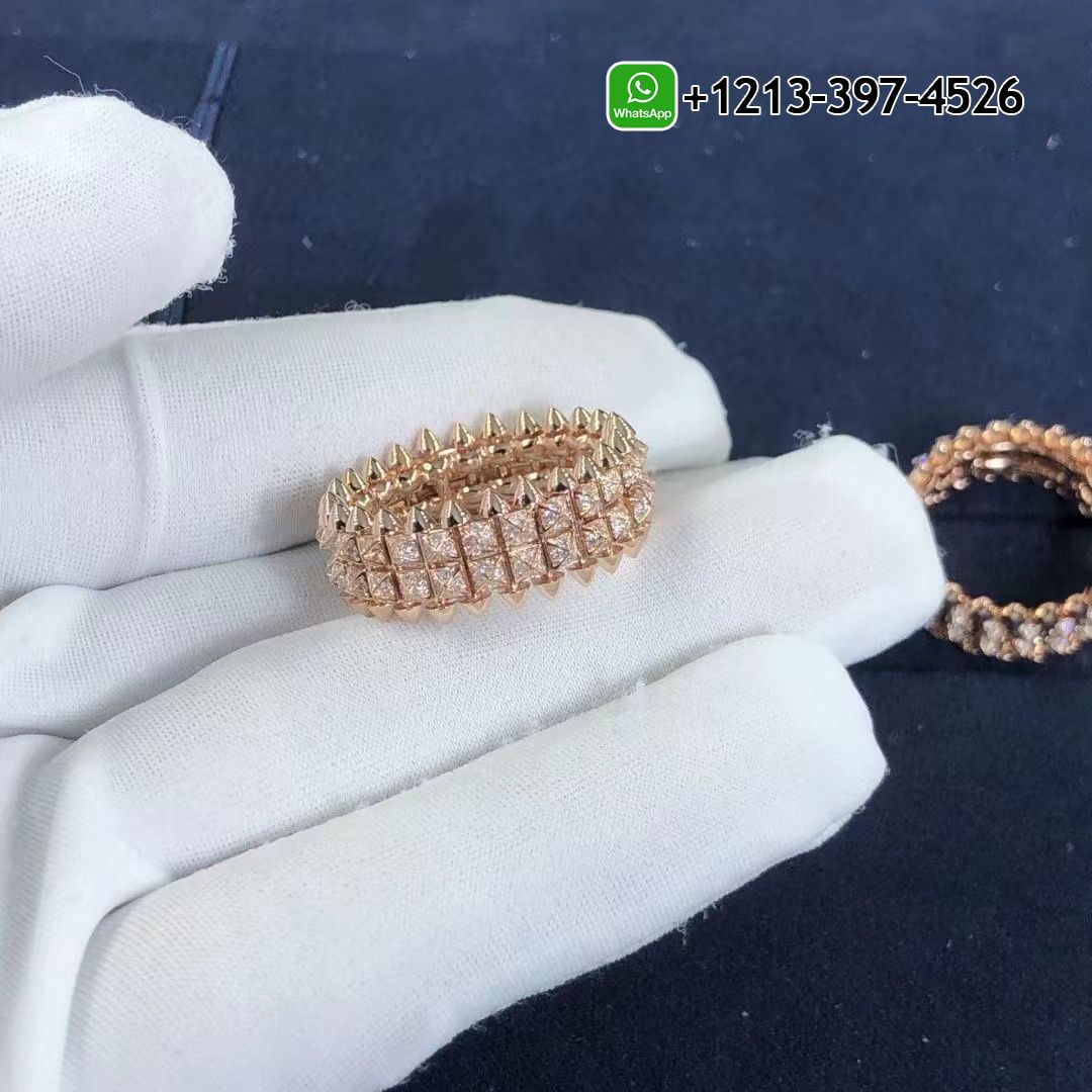 Cartier Clash de Cartier Solid 18k Pink Gold Double Row Model Diamond Ring B4237900