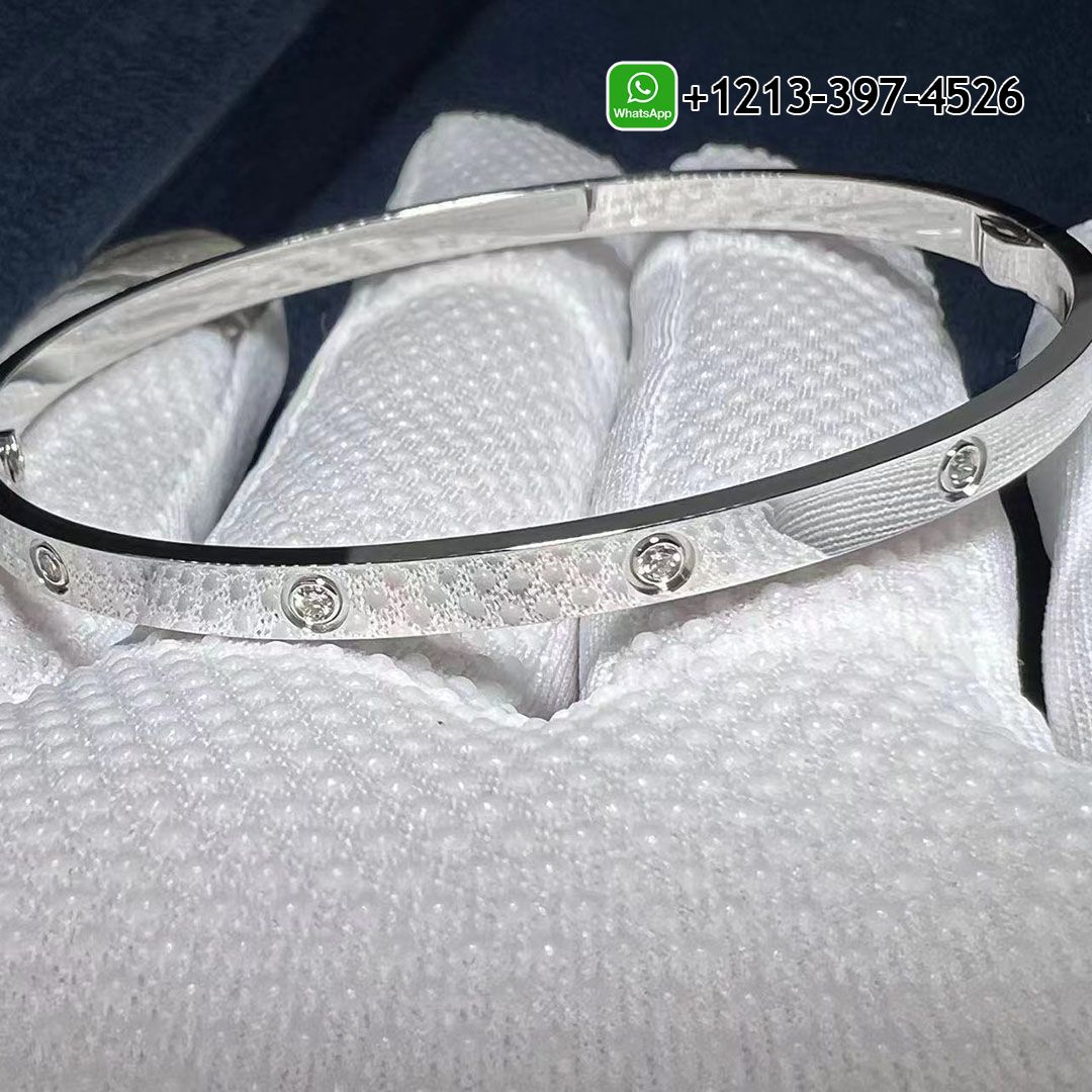 Cartier Love 18K White Gold 10 Diamond Small Model Bracelet B6048017