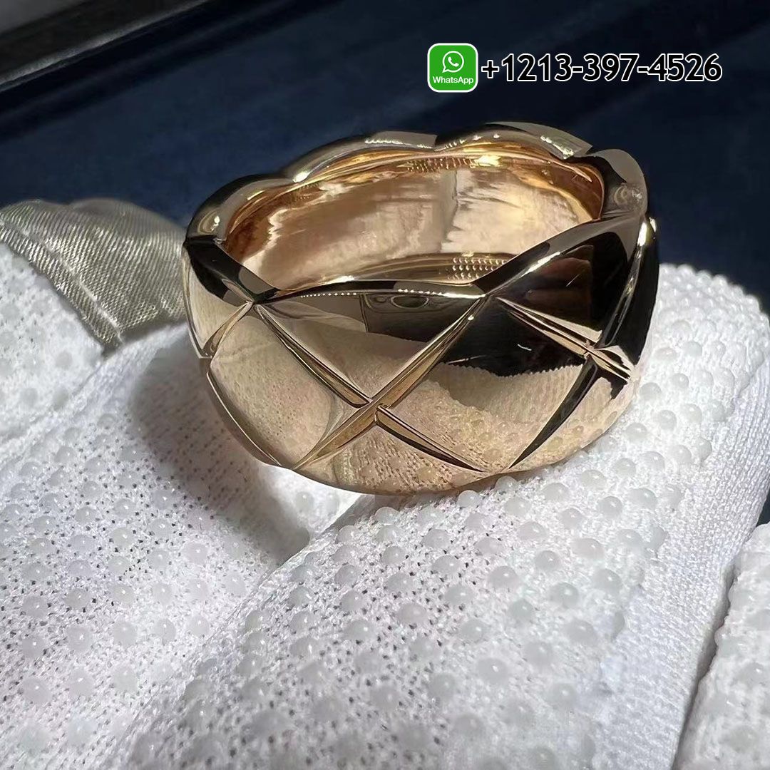 Chanel COCO Crush Ring Quilted Motif Large Version 18K Beige Gold J10818