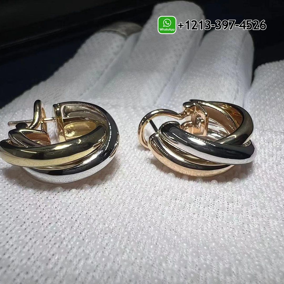 Classic Cartier 18k White Gold, Yellow Gold, Rose Gold Trinity Earrings 80083231