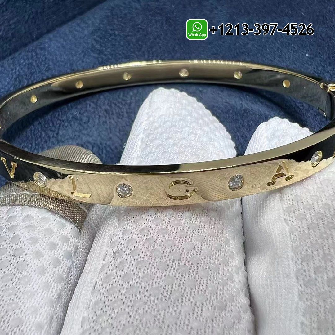 Custom Bulgari BVLGARI 18K Yellow Gold Diamond Bracelet