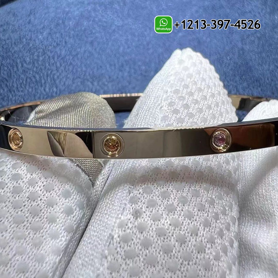Custom Made Cartier LOVE 18k Rose Gold 10 Multi Gemstones Rainbow SM Bracelet