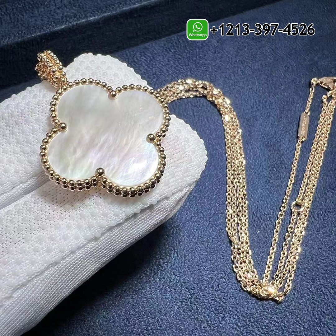 Custom Made Van Cleef & Arpels Magic Alhambra 18K Rose Gold Mother Of Pearl 1 Motif Pendant Necklace