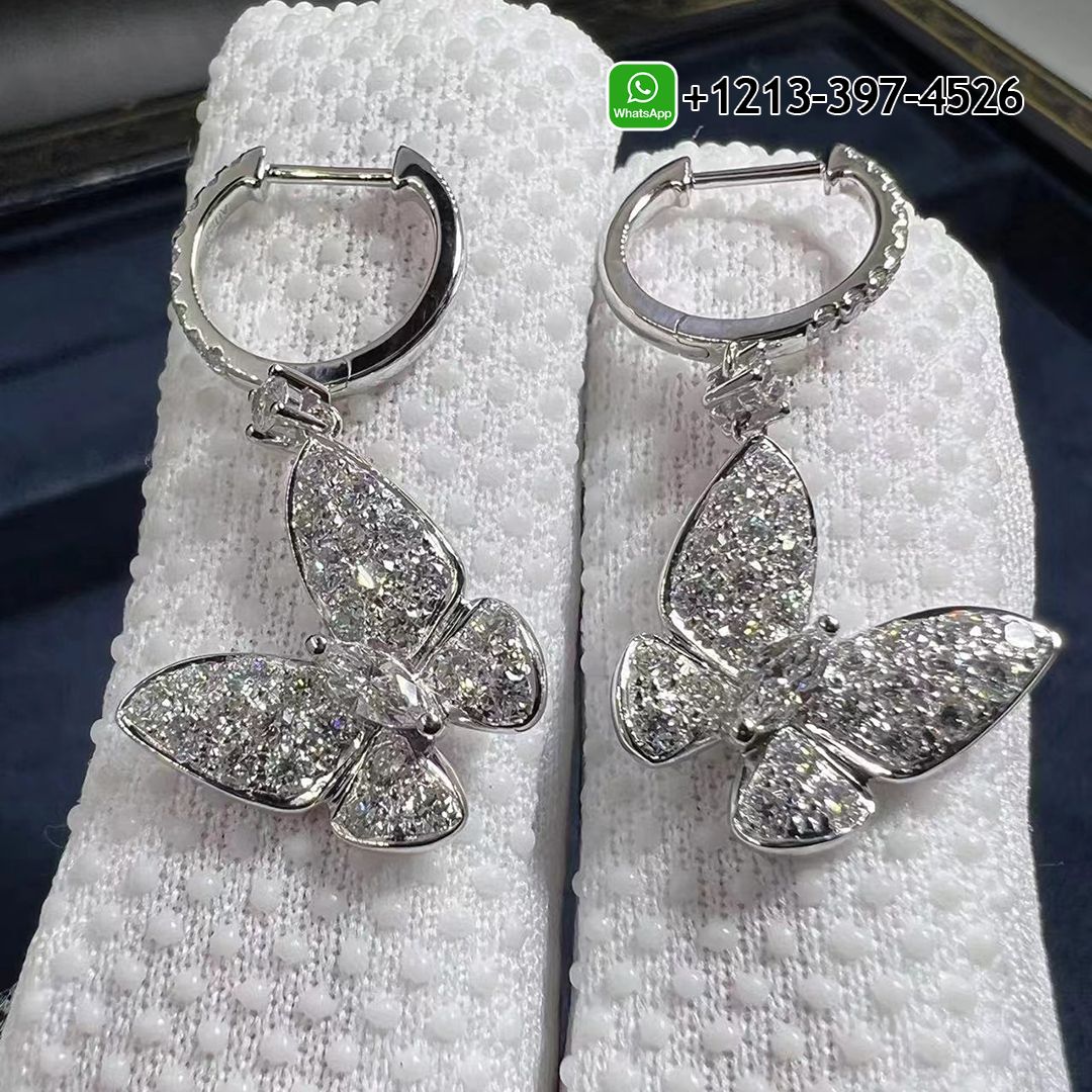 Graff Pavé Butterfly 18K White Gold Diamond Drop Earrings RGE642