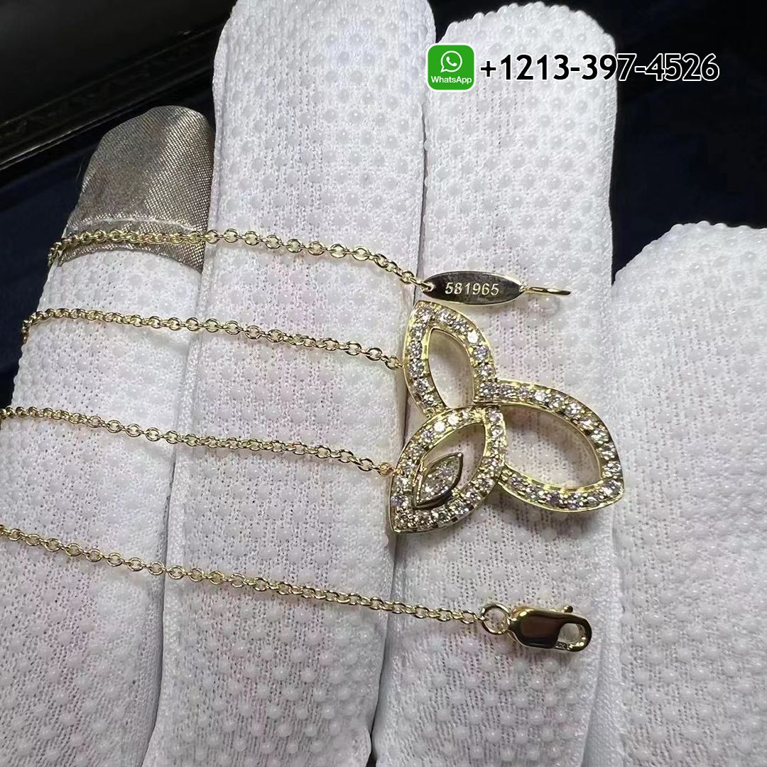 Harry Winston Lily Cluster 18K Yellow Gold Diamond Pendant Necklace