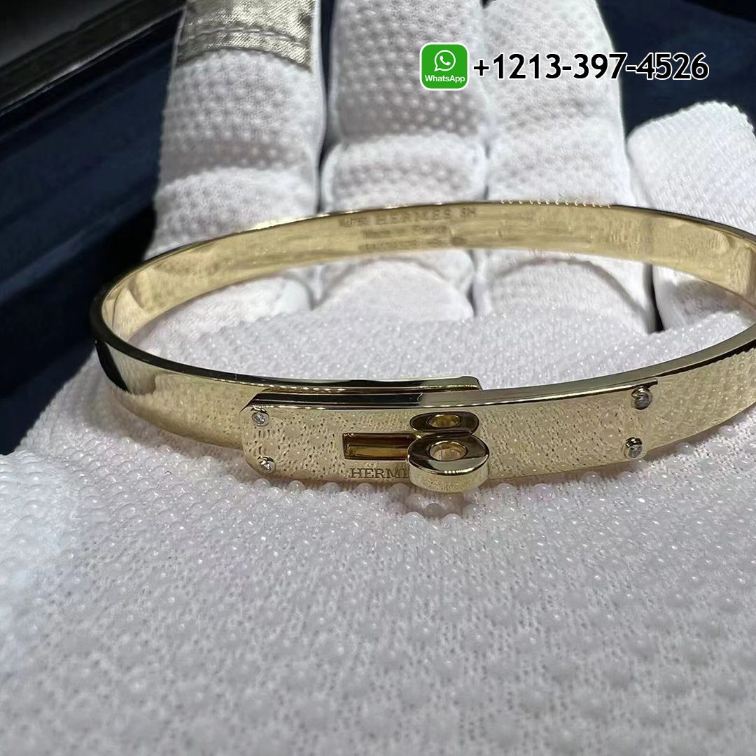 Hermès Kelly 18K Yellow Gold Set With Diamonds Bracelet H214456B