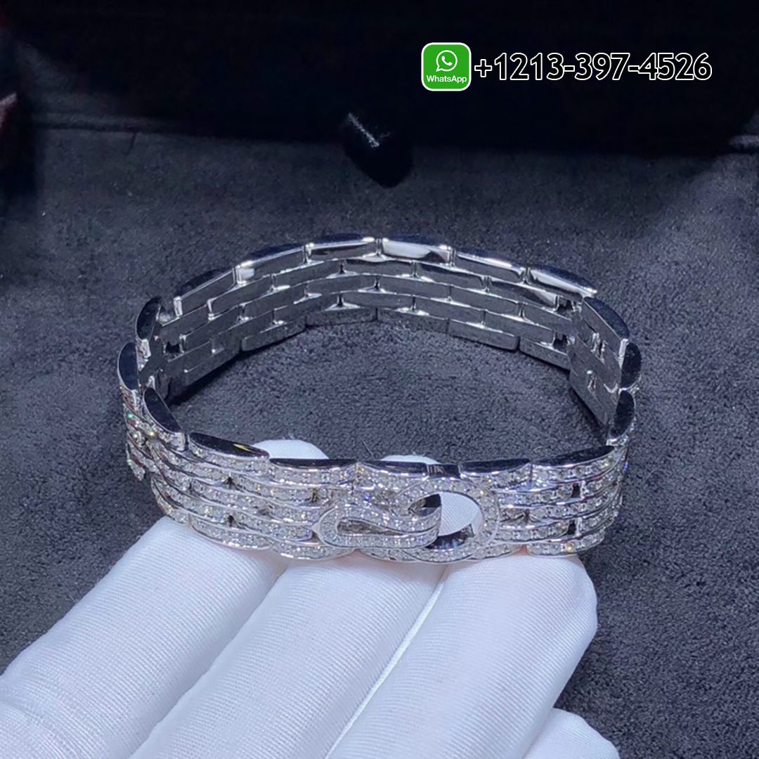 High Jewelry Cartier 18k White Gold Pave Diamond 5-Row Agrafe Bracelet H6020017