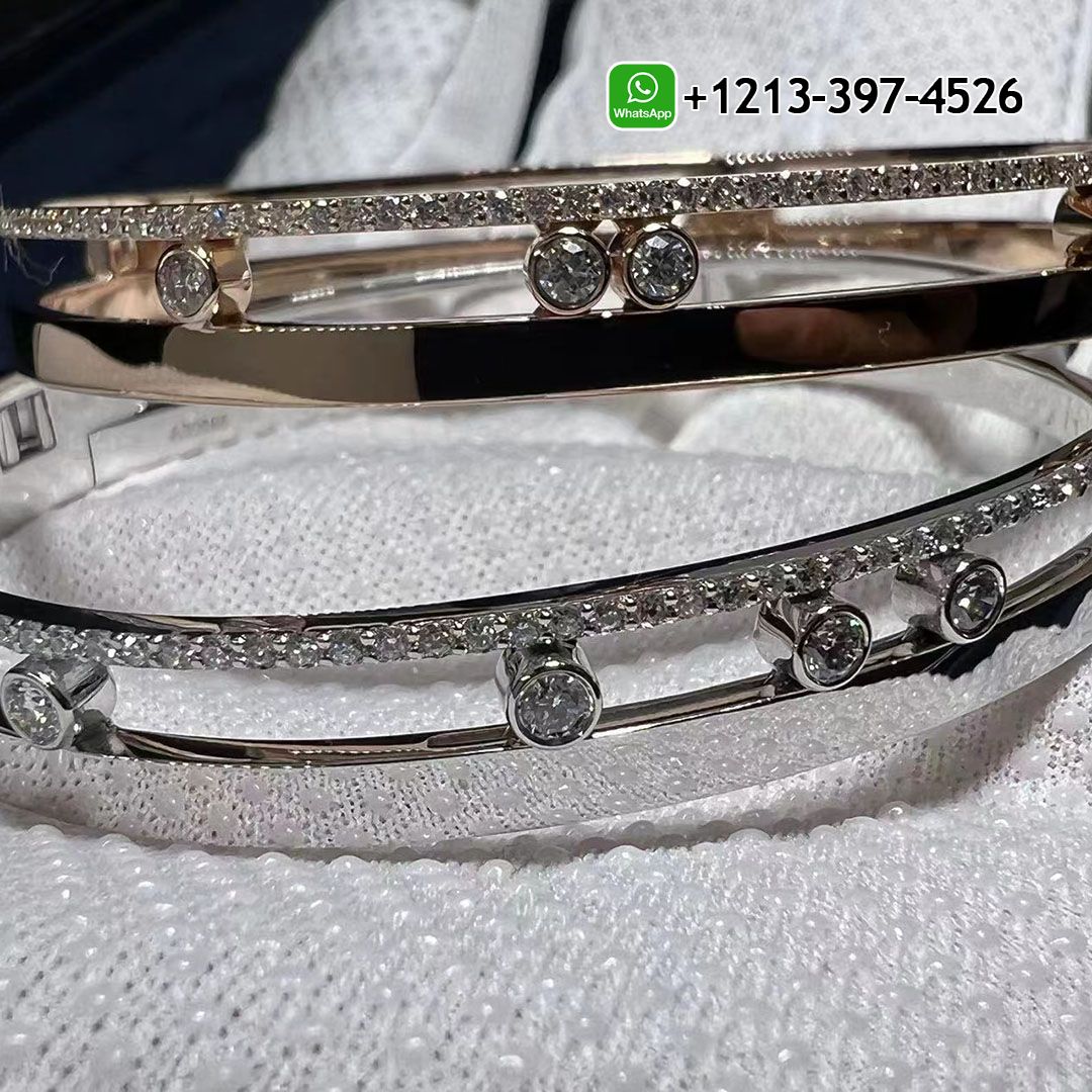 Messika Move Romane 18k White Gold Diamond Bangle Bracelet