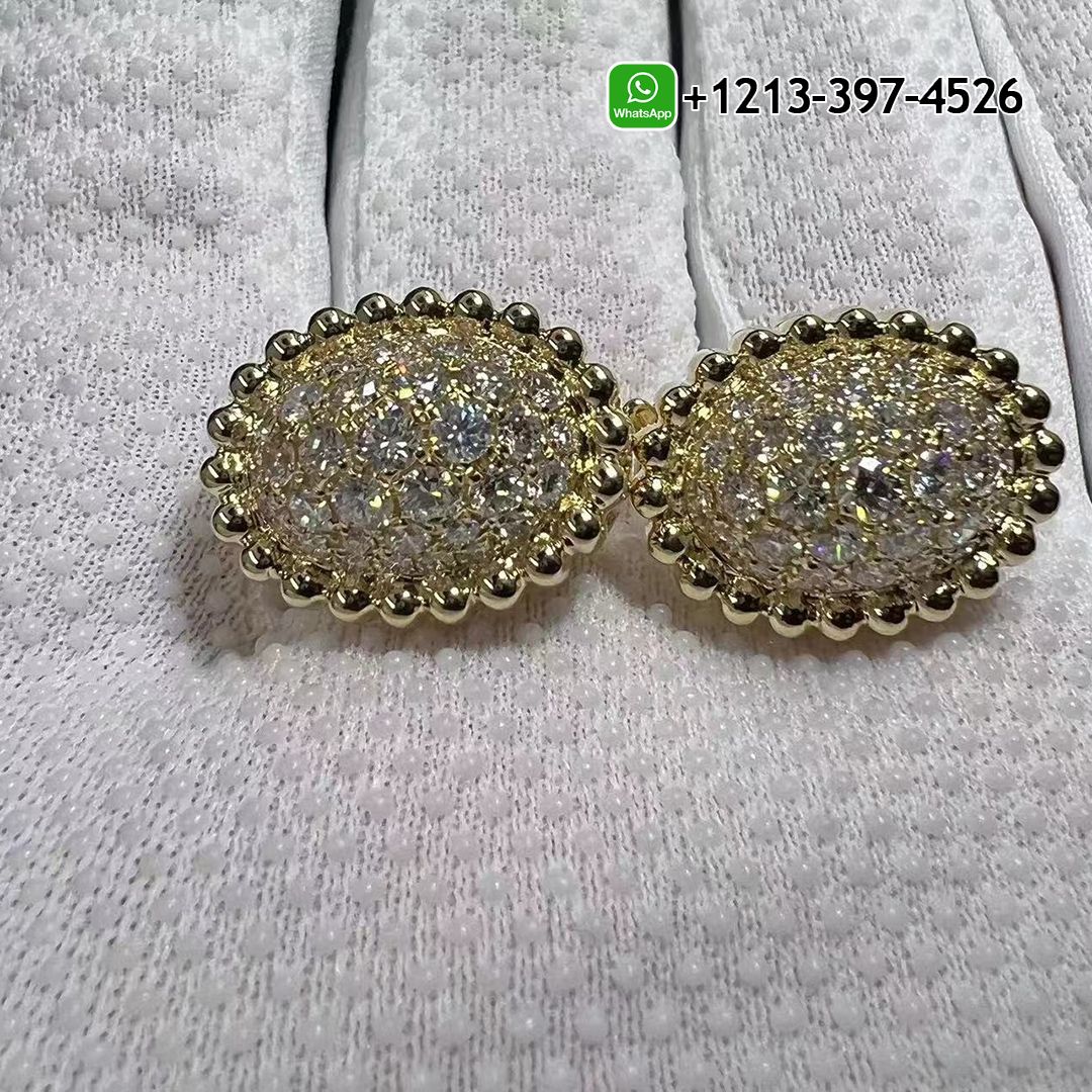 Van Cleef & Arpels 18K Yellow Gold Perlée Diamonds Pavé Earrings VCARP7UW00