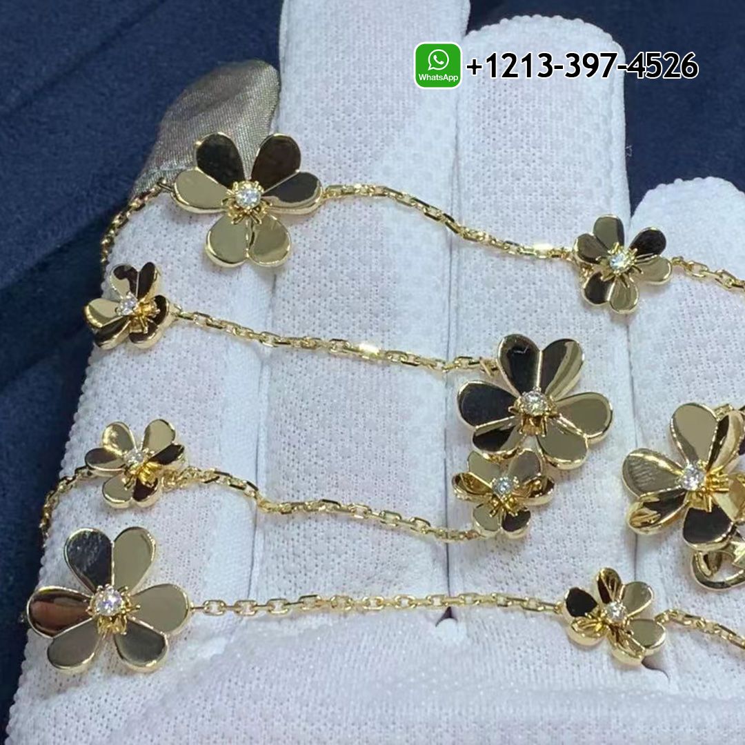 Van Cleef & Arpels Frivole 18k Yellow Gold Diamond 9 Flowers Necklace VCARD31500