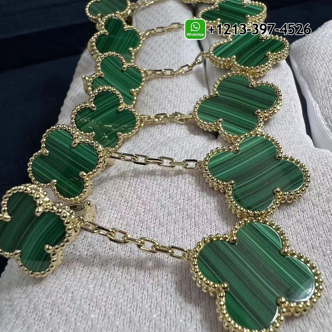 Van Cleef & Arpels Magic Alhambra 18k Yellow Gold Malachite 2 Motifs Earrings