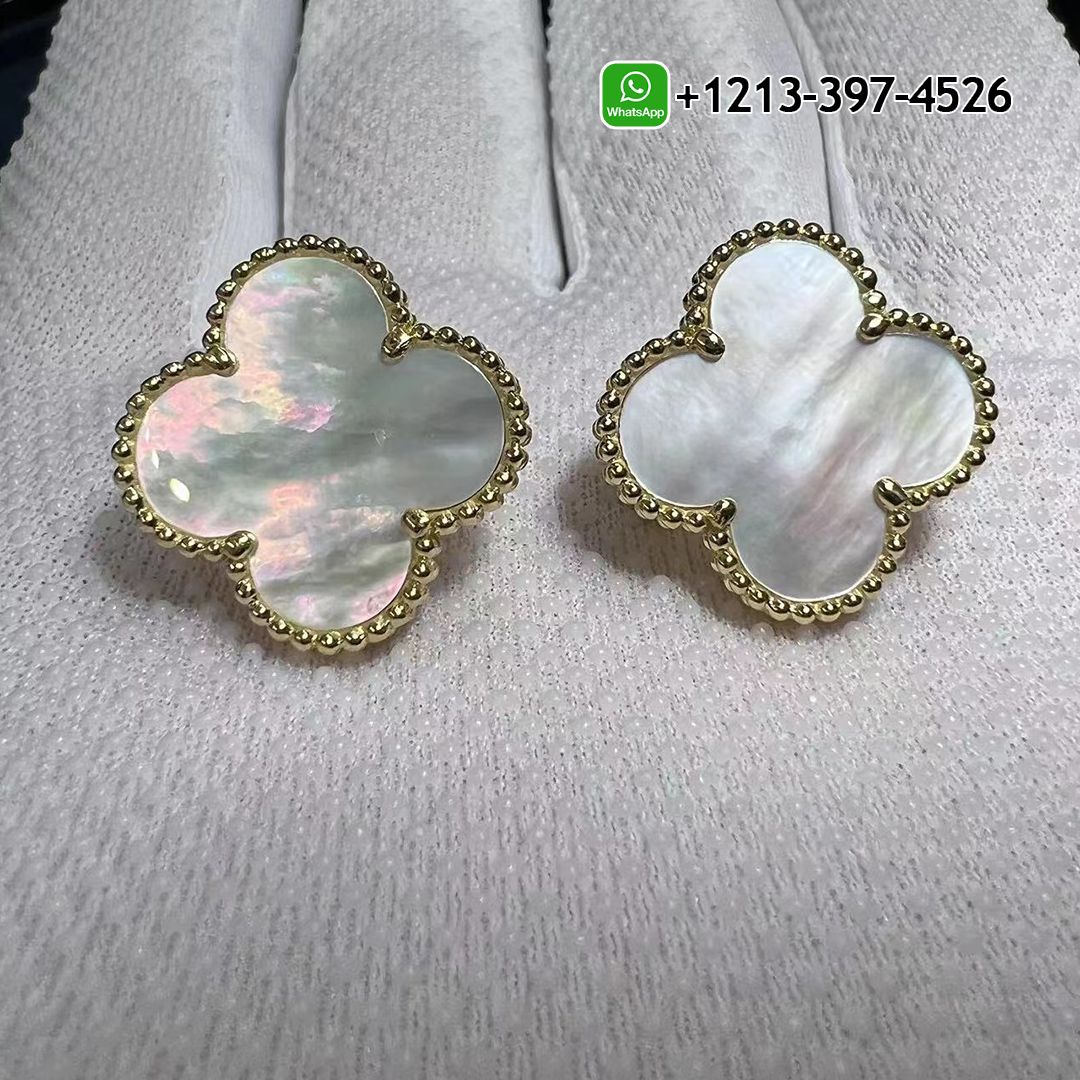 Van Cleef & Arpels Magic Alhambra Mother of Pearl 18k Yellow Gold Earrings VCARA43700