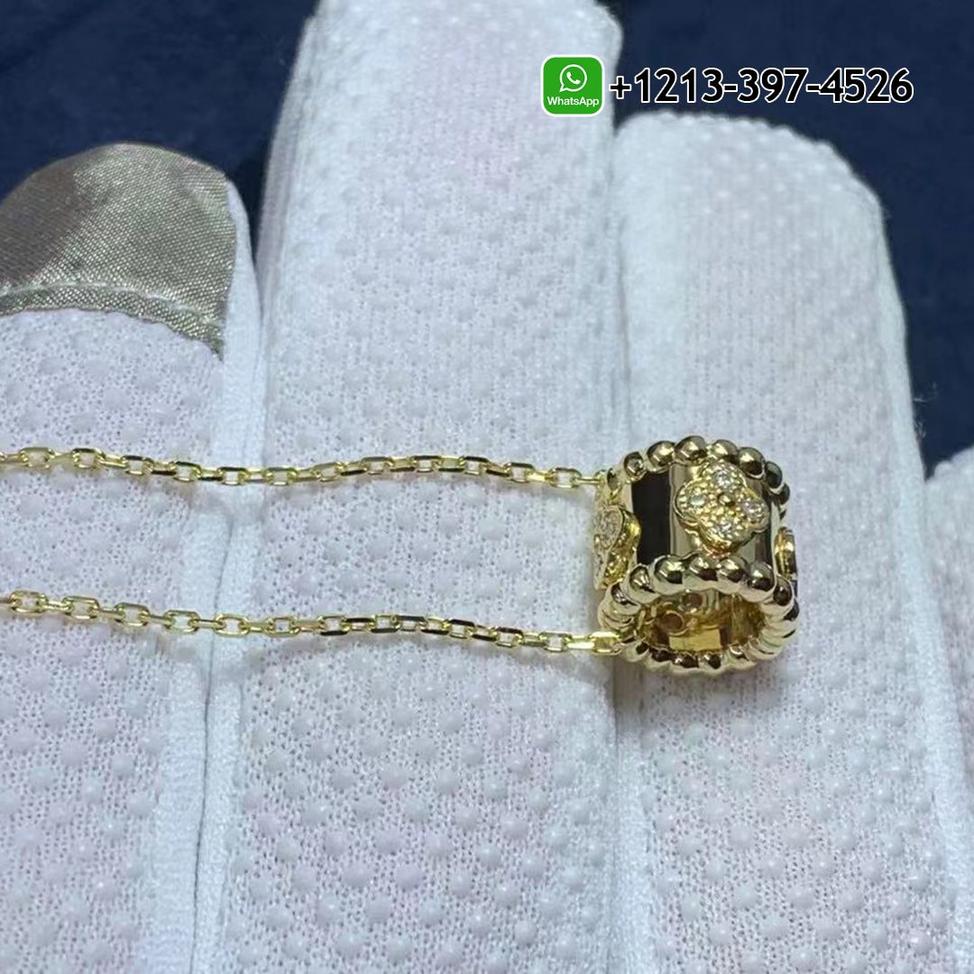 Van Cleef & Arpels Perlée Clovers 18K Yellow Gold Diamond Pendant Necklace VCARO3YG00