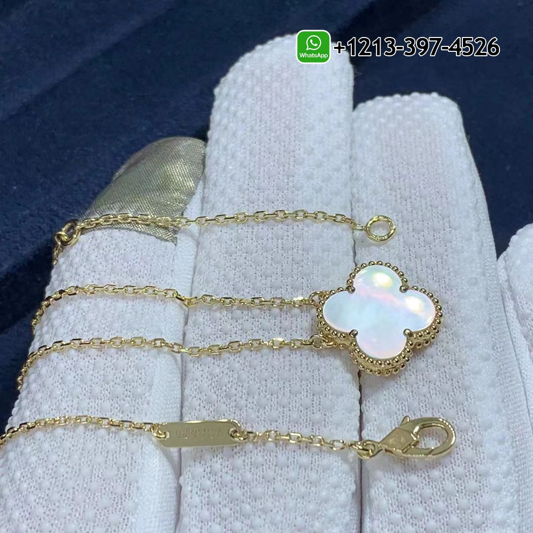 Van Cleef & Arpels Vintage Alhambra 18k Yellow Gold Mother-Of-Pearl Pendant Necklace VCARA45900