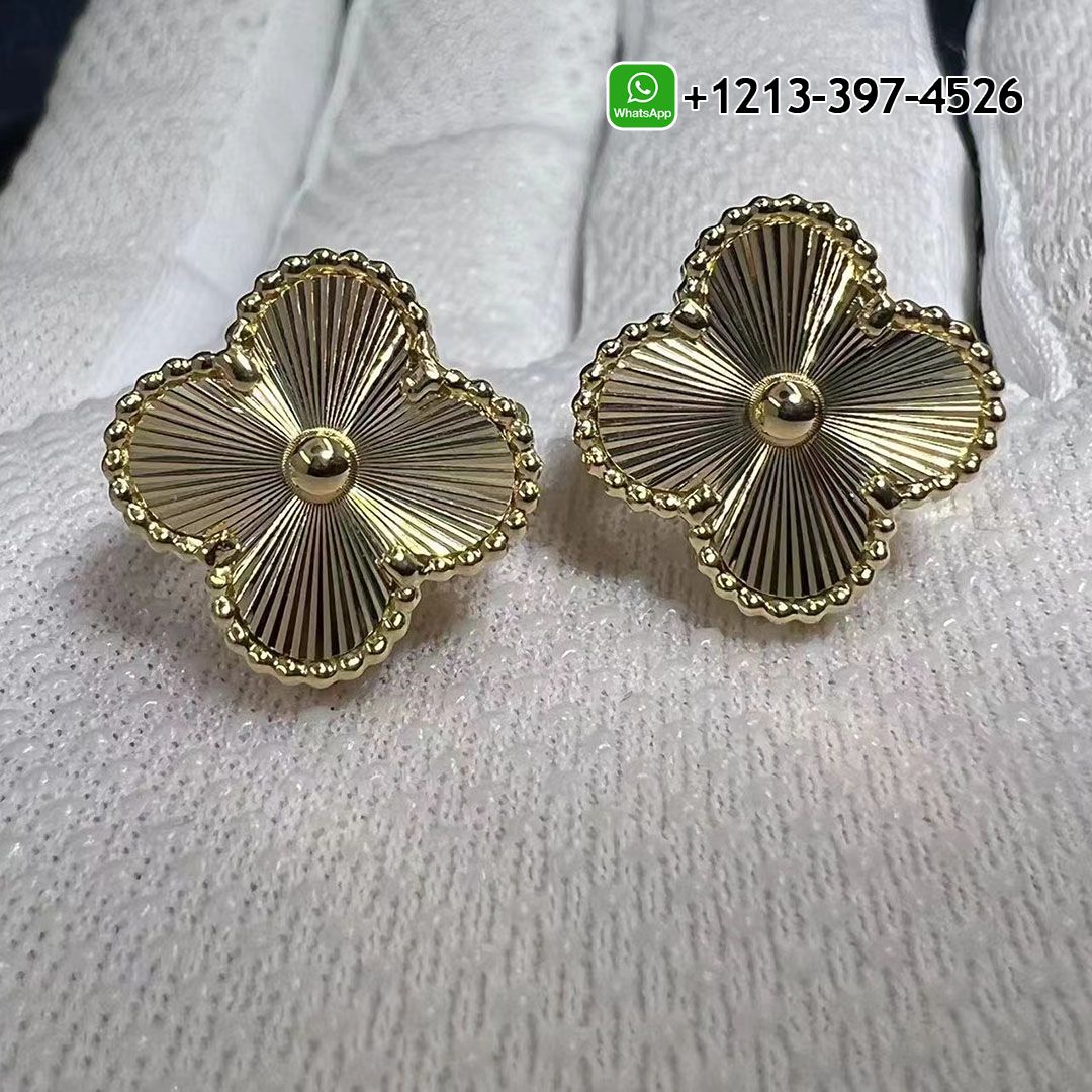 Van Cleef & Arpels Vintage Alhambra Guilloche 18k Yellow Gold Earrings VCARP3JL00