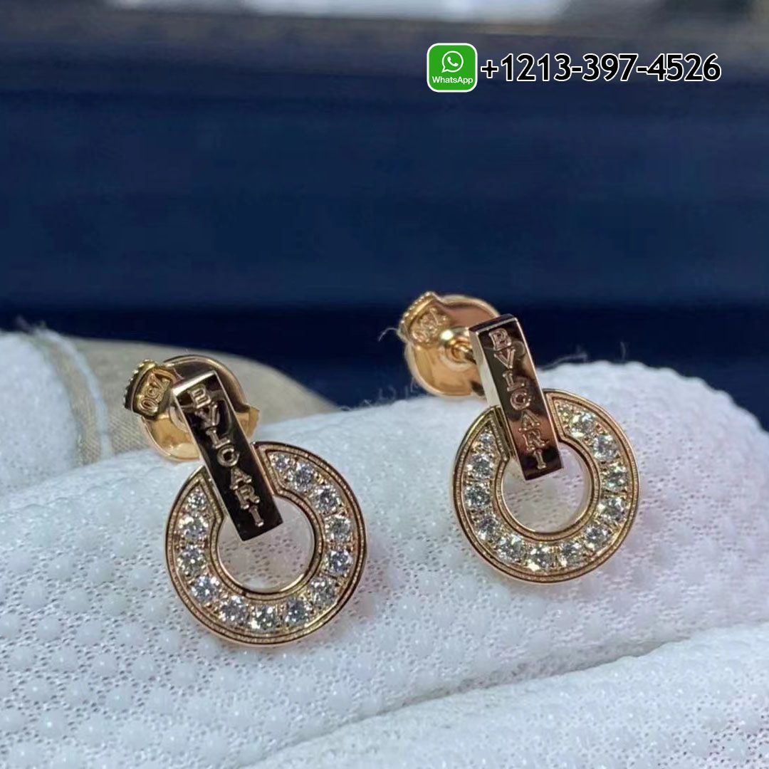 Bvlgari 18K Rose Gold & Diamond Openwork Earrings 357318