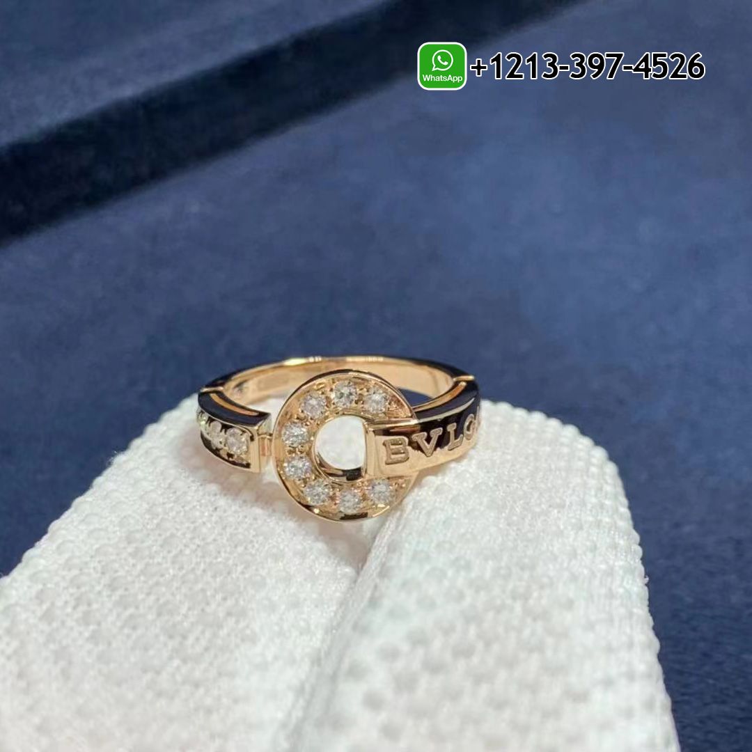 Bvlgari 18k Rose Gold Set With Pavé Diamonds Ring 349623