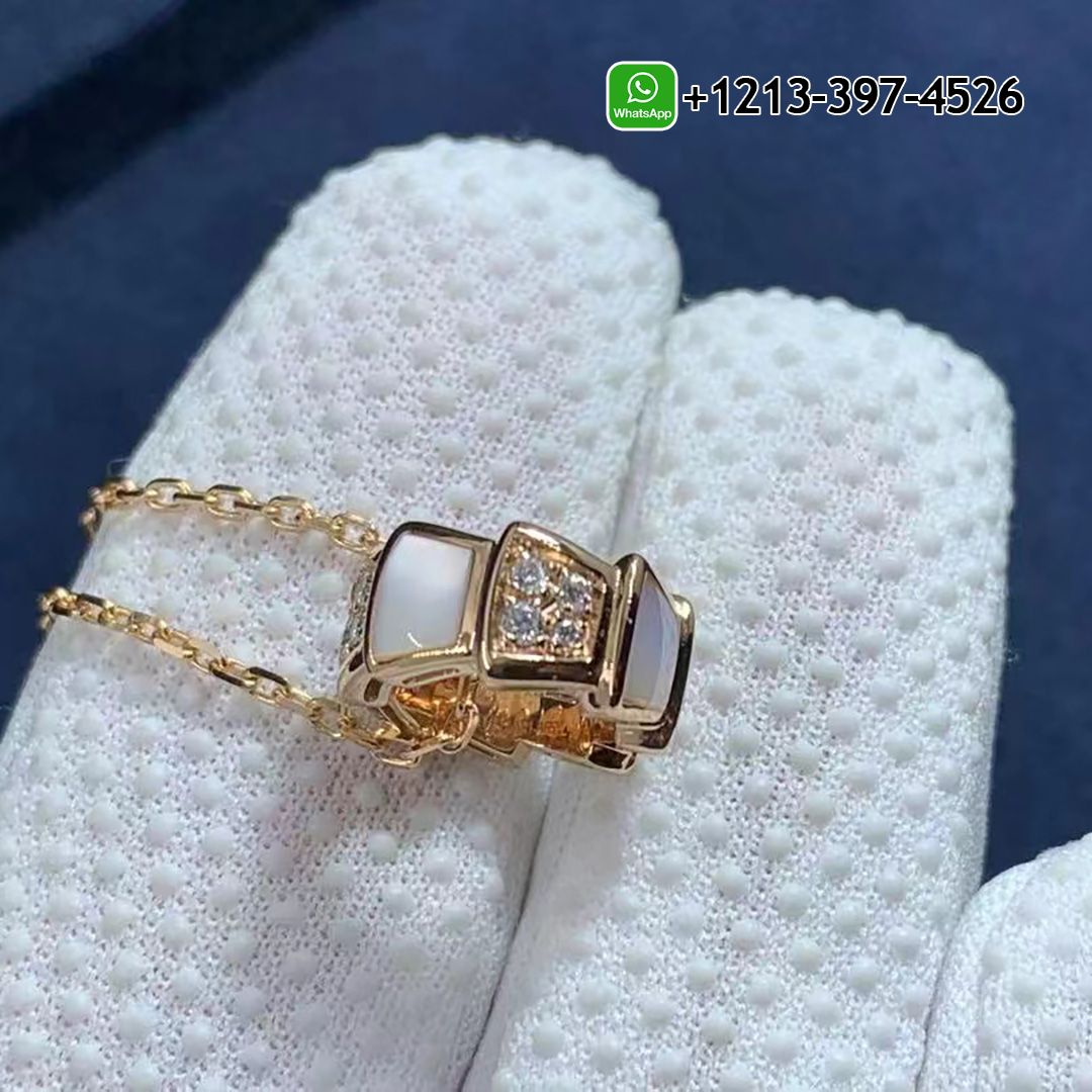 Bvlgari Serpenti Viper 18K Rose Gold, Diamond & Mother-Of-Pearl Pendant Necklace 357095